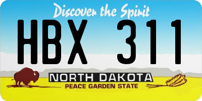 ND license plate HBX311