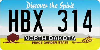 ND license plate HBX314