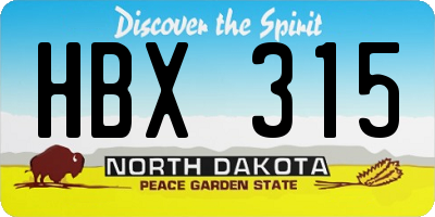 ND license plate HBX315