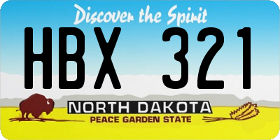 ND license plate HBX321