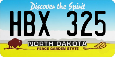 ND license plate HBX325