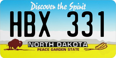 ND license plate HBX331