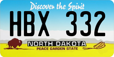 ND license plate HBX332