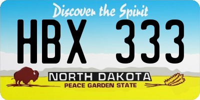 ND license plate HBX333