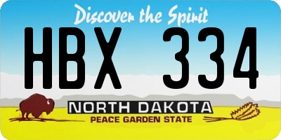 ND license plate HBX334