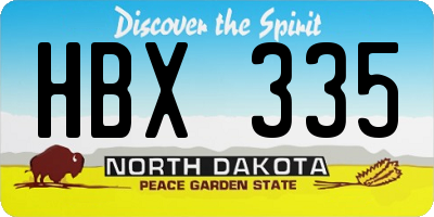 ND license plate HBX335