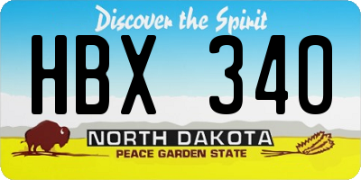 ND license plate HBX340