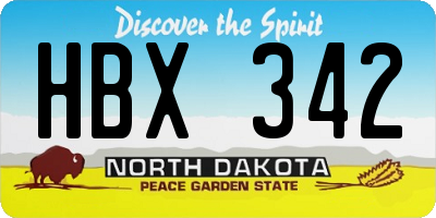 ND license plate HBX342