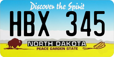 ND license plate HBX345