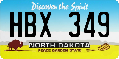 ND license plate HBX349