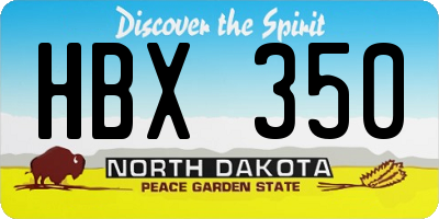 ND license plate HBX350