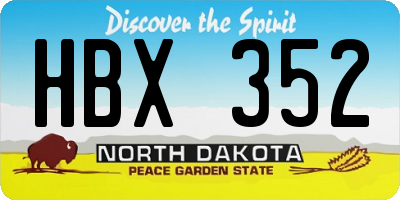 ND license plate HBX352