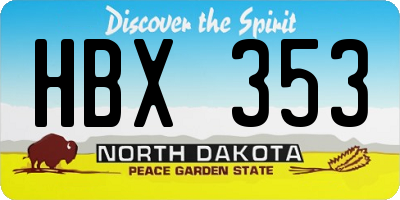 ND license plate HBX353