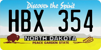 ND license plate HBX354