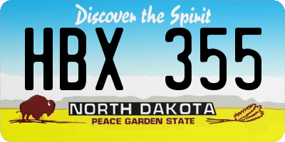 ND license plate HBX355