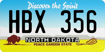 ND license plate HBX356