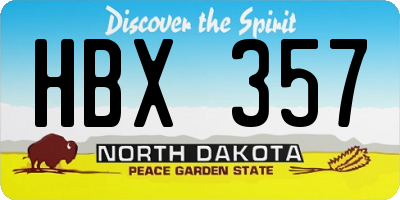 ND license plate HBX357