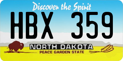 ND license plate HBX359