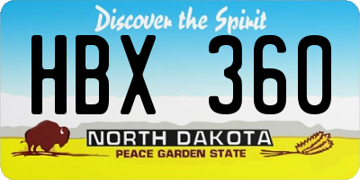 ND license plate HBX360