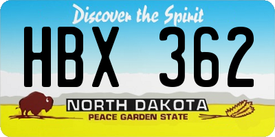 ND license plate HBX362