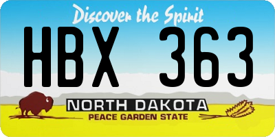 ND license plate HBX363