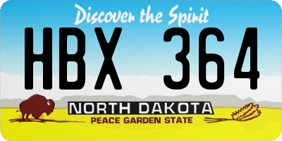 ND license plate HBX364