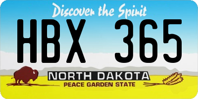 ND license plate HBX365