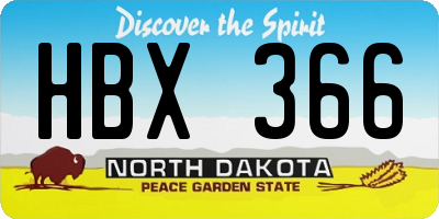 ND license plate HBX366