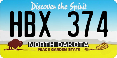 ND license plate HBX374