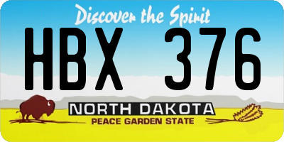 ND license plate HBX376