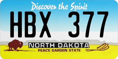 ND license plate HBX377