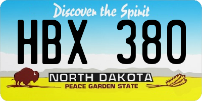 ND license plate HBX380