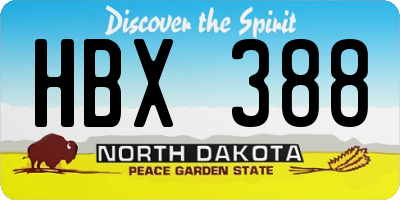 ND license plate HBX388