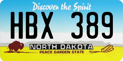 ND license plate HBX389