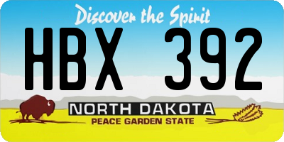 ND license plate HBX392