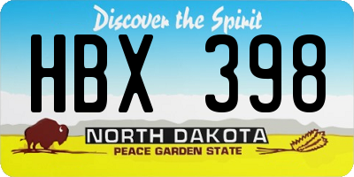 ND license plate HBX398