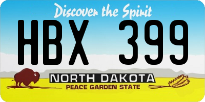 ND license plate HBX399