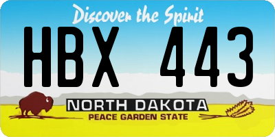 ND license plate HBX443