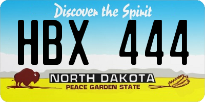 ND license plate HBX444