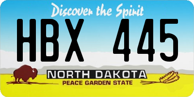 ND license plate HBX445