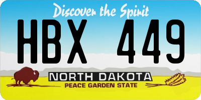 ND license plate HBX449