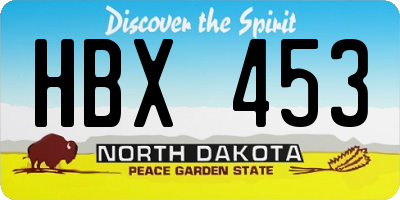 ND license plate HBX453