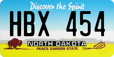 ND license plate HBX454