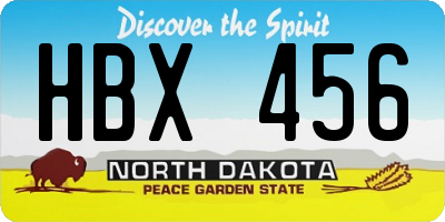 ND license plate HBX456