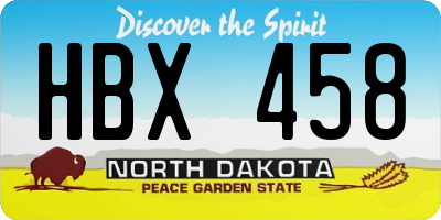 ND license plate HBX458