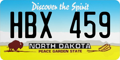 ND license plate HBX459