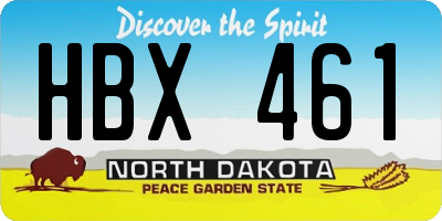 ND license plate HBX461