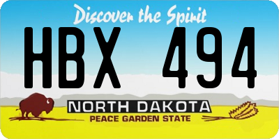 ND license plate HBX494