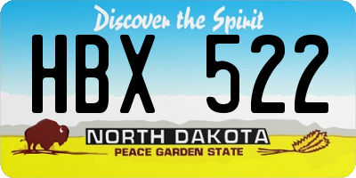 ND license plate HBX522
