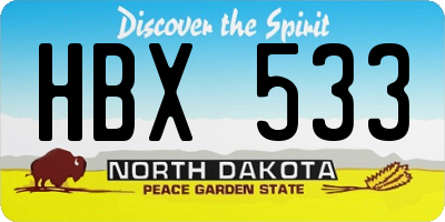 ND license plate HBX533